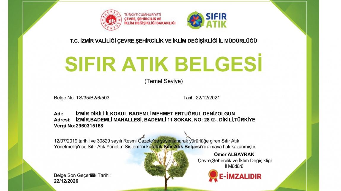 Sıfır Atık Belgemizi Aldık